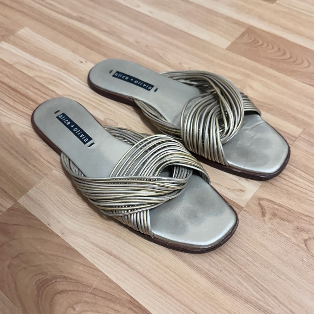 Alice + Olivia Metallic Gold Strappy Sandals